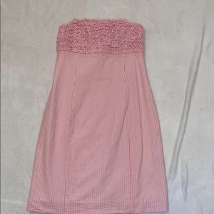 Lilly Pulitzer strapless pink striped shift dress